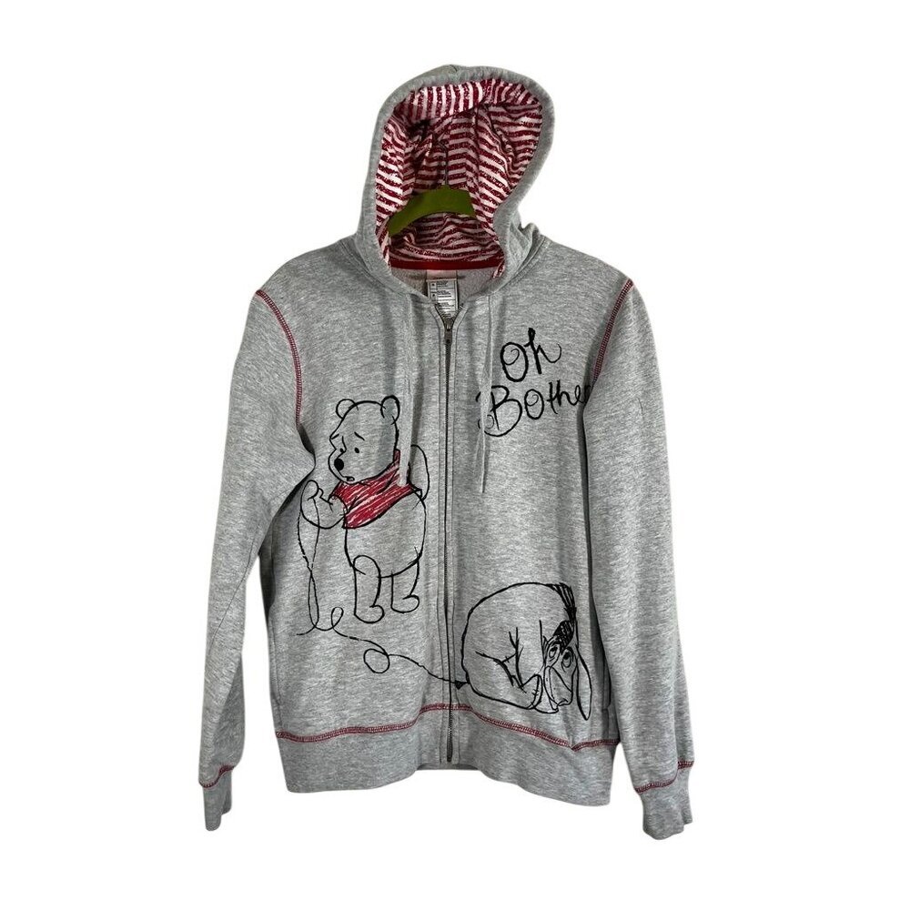 Disney Colorful Striped Hood Sweatshirt Gray S Polka Dot Preppy Active Sporty